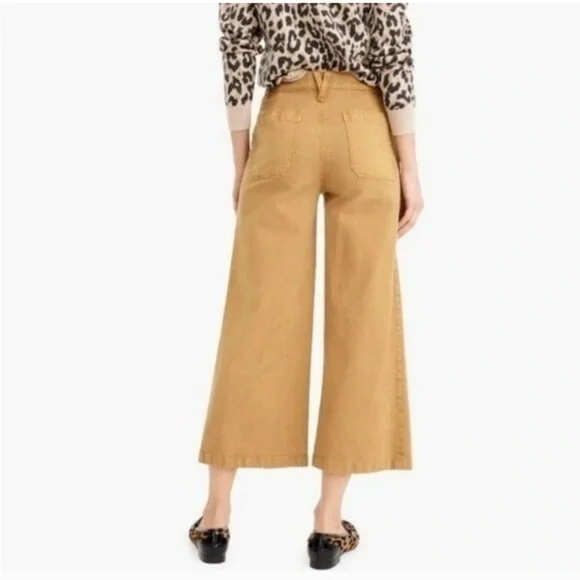 Point Sur J. Crew Wide Leg Cropped Pants Washed Mustard Yellow, Sz 32 - Picture 3 of 14